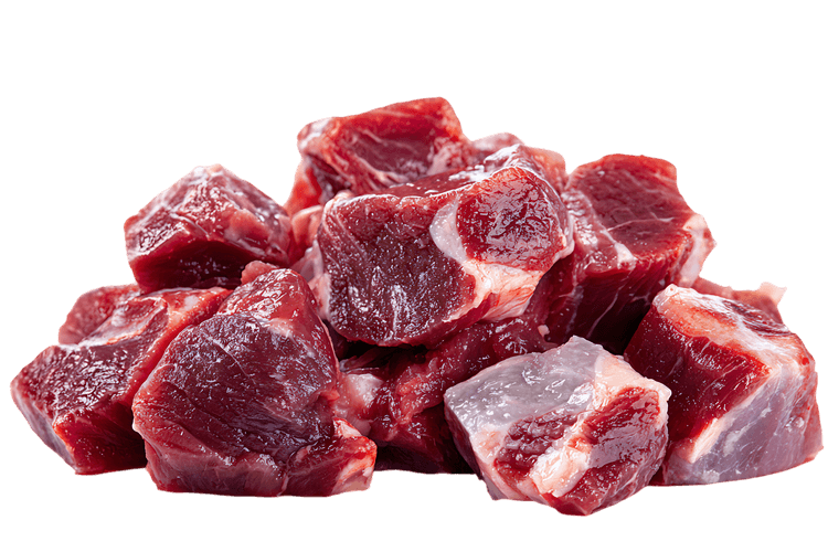 Close up of fresh, raw beef cubes101.