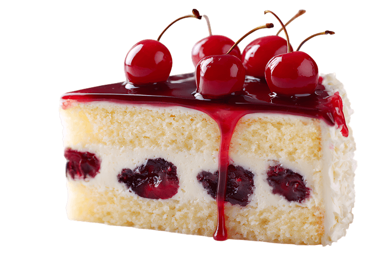 Delicious cherry cake slice