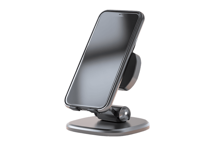 Modern magnetic phone stand for desk or table.