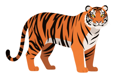 Illustration of a striking tiger