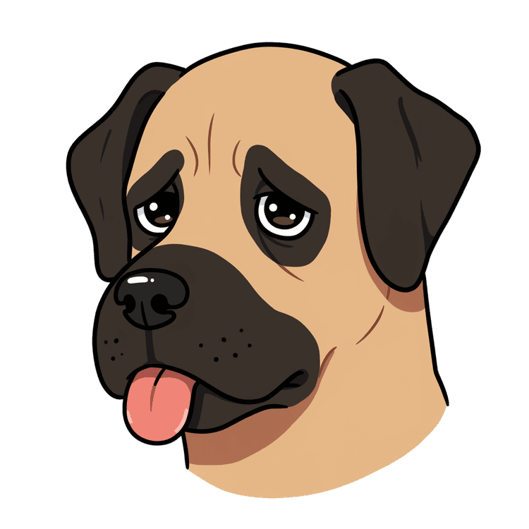 Sad dog face cartoon illustration with tongue out