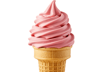 Strawberry soft serve ice cream cone382
