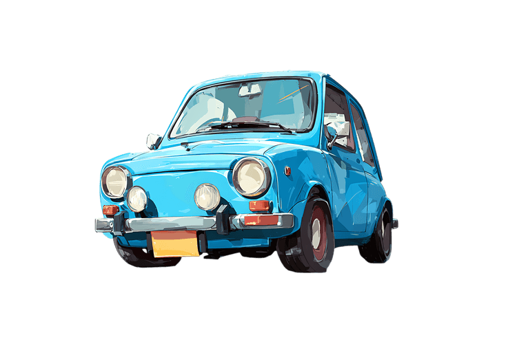 Blue compact car illustration