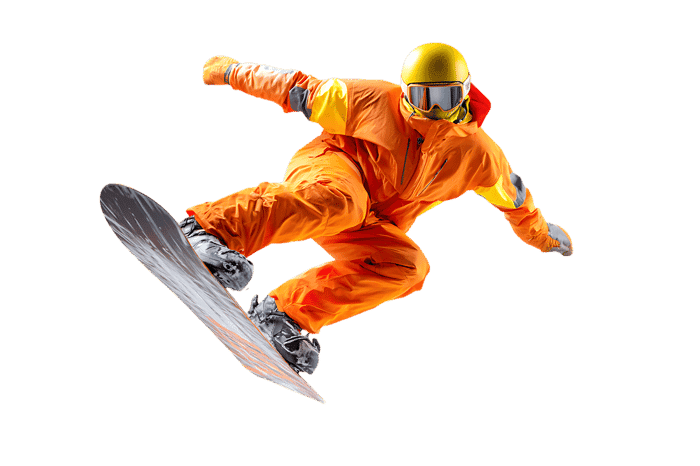 Dynamic snowboarder mid air, showcasing skill and athleticism.