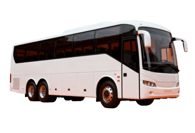 Modern white passenger bus for travel and tourism concepts
