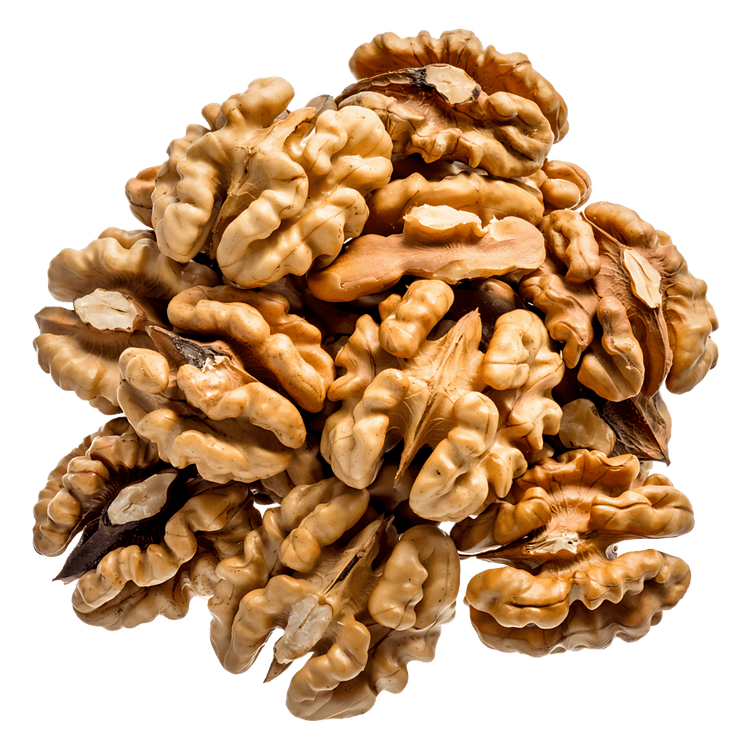 Close up of a pile of walnuts.  Healthy snack, nutritious food.