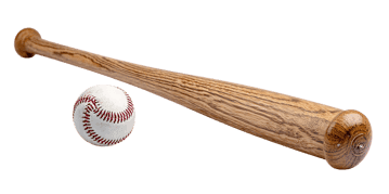 Baseball bat and ball on black background