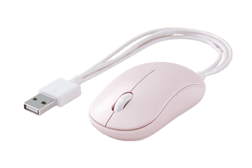 Pink USB computer mouse on white background