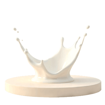 Milk splash on a platform for dairy or beverage concepts