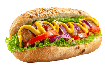 Delicious hot dog with mustard.