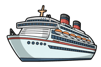 Cartoon cruise ship illustration for travel and vacation designs