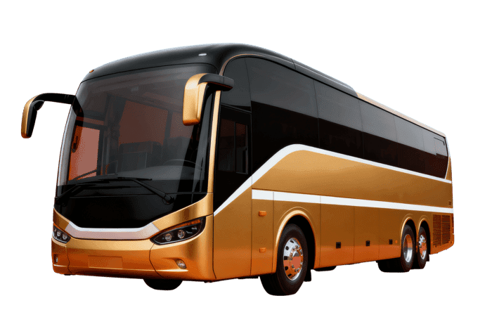 Gold and black tour bus for transportation and travel concepts