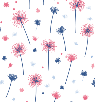 Pink and blue floral seamless pattern