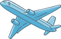 Cartoon airplane in flight illustration for travel concept