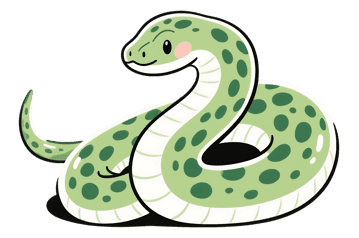 Cute cartoon green spotted snake illustration
