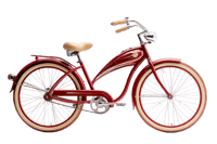 Vintage style red cruiser bike with cream accents.