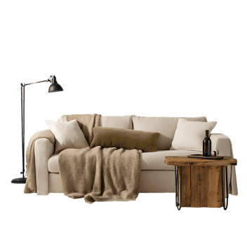 Modern minimalist interior design with comfortable sofa
