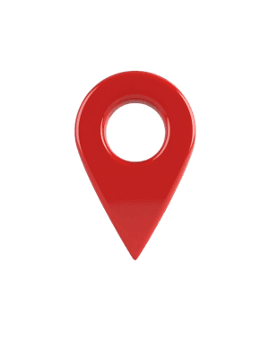 Bright red map pin marker isolated on white background, symbolizing location or destination