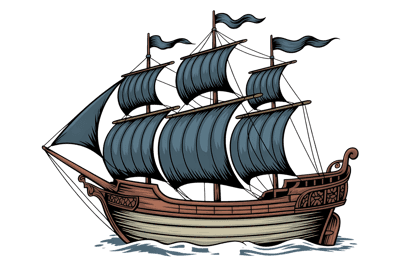 Sailing ship illustration on the water