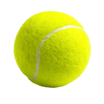 Close up of a vibrant yellow tennis ball on black background.
