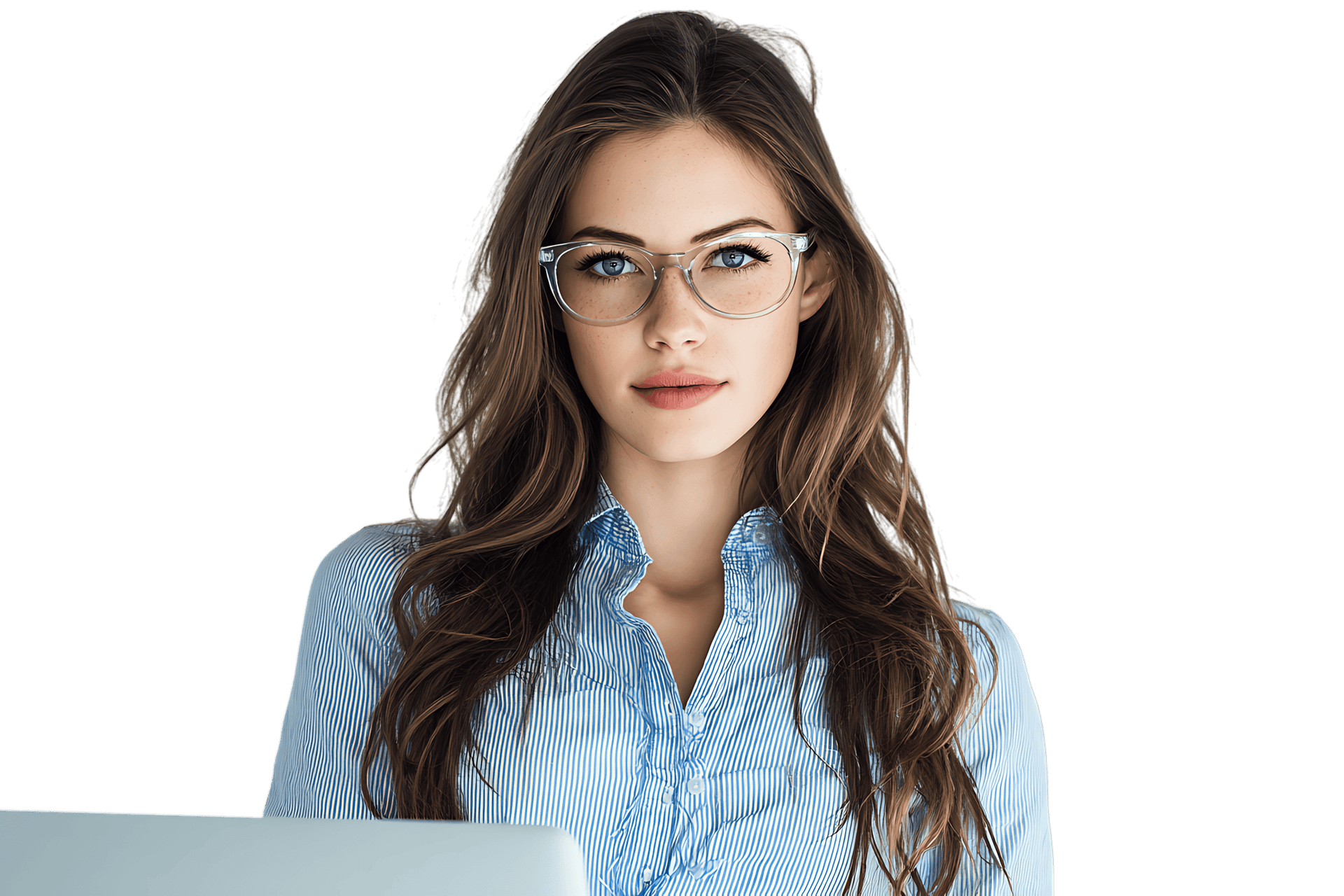 Confident young businesswoman with laptop