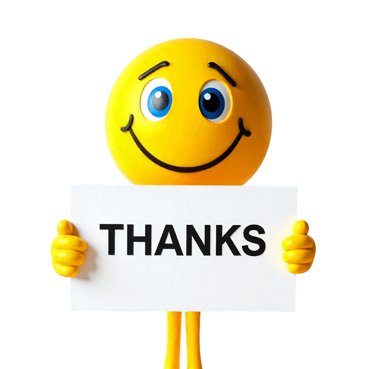 Smiley face with a thanks sign expressing gratitude and appreciation