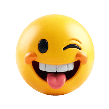 3d emoji with tongue out and winking, for fun and expression