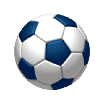 Traditional soccer ball with blue and white hexagonal pattern isolated on white background