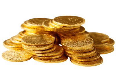 A pile of shiny gold coins.