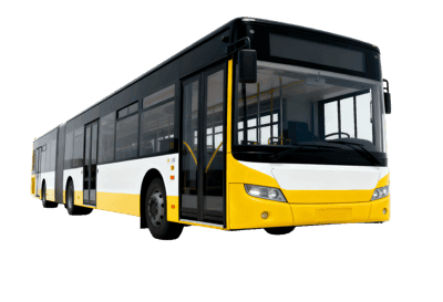 Modern yellow and white city bus for public transportation