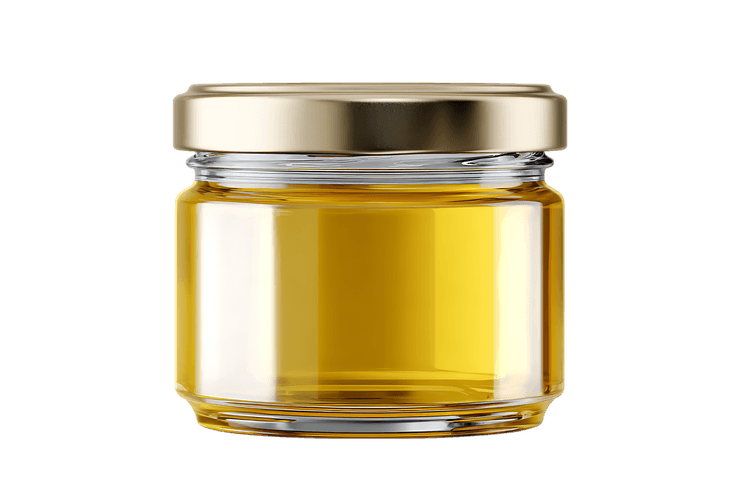 Small glass jar with honey.  Perfect for food and drink labels.