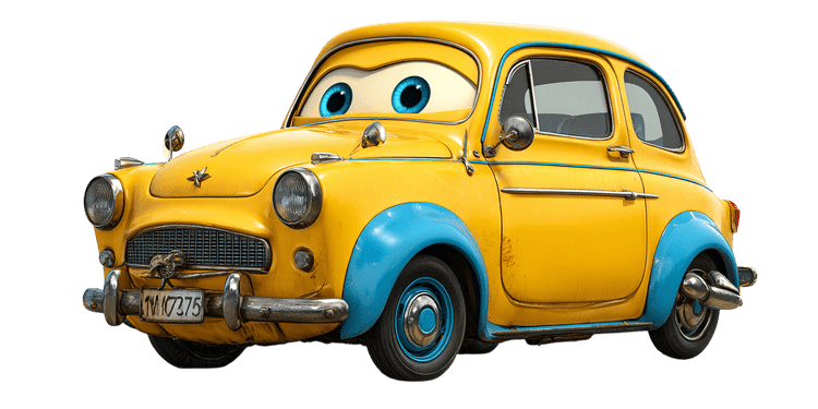 Cartoon car with eyes