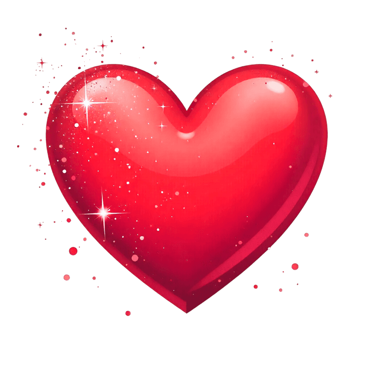 Shiny red heart with sparkles for valentine day