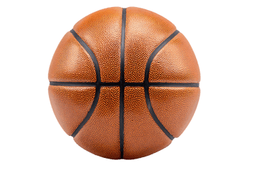 Classic orange basketball on black background.
