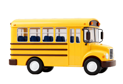 Cartoon yellow school bus transportation vehicle