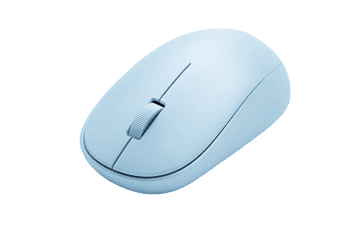 Light blue wireless computer mouse isolated on black background140.