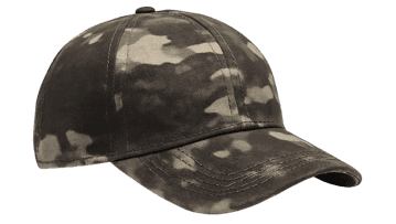Camouflage baseball cap, close up view.