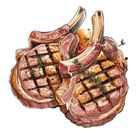 Grilled pork chops with thyme.