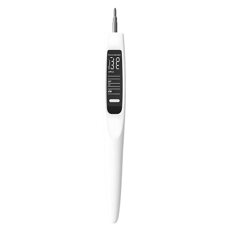 Digital thermometer isolated on black background.