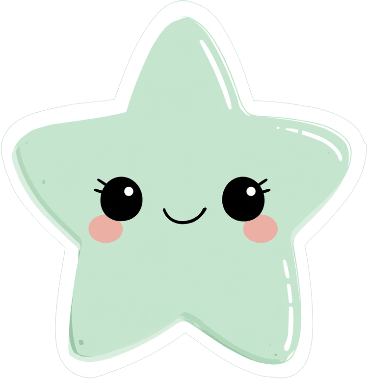 Cute cartoon star with smiling face for children designs