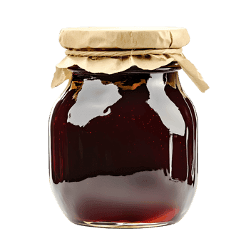 Jar of dark honey, isolated on black background.