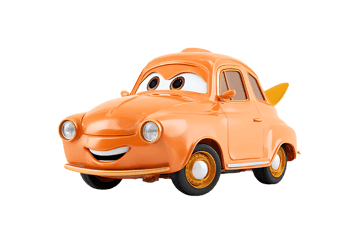 Orange animated car with smile