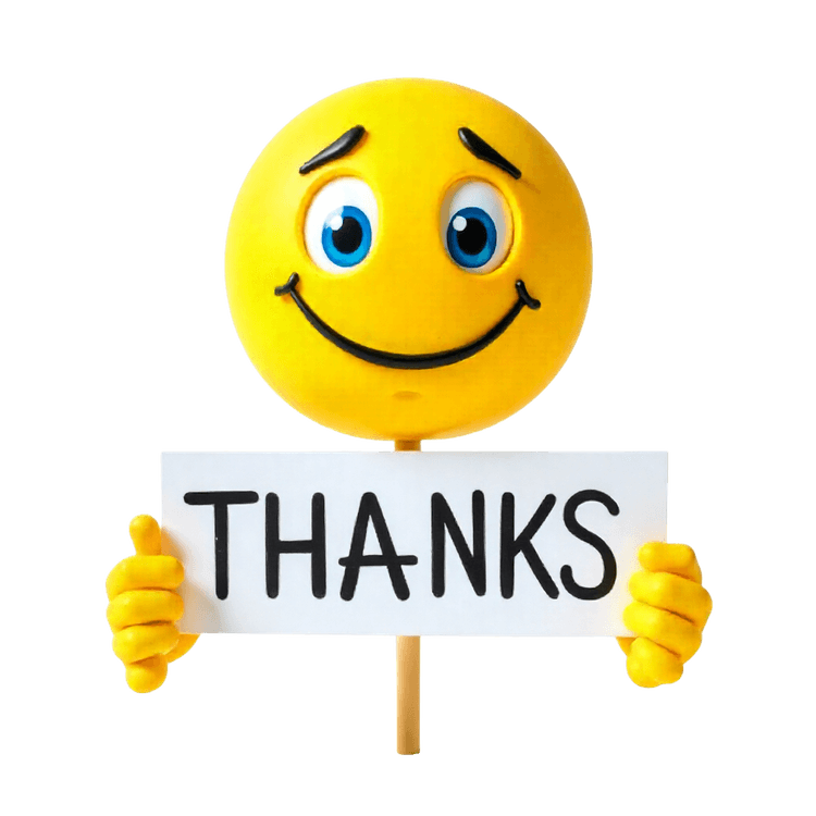 Emoji holding a thank you sign
