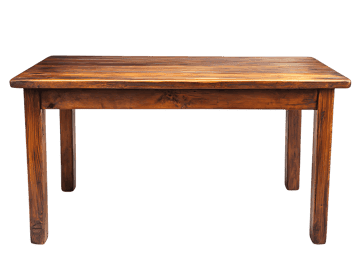 Rustic wooden table isolated on black background