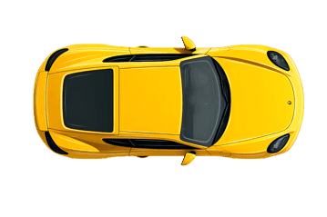 Yellow sports car top view