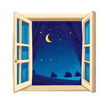 Night view from open window