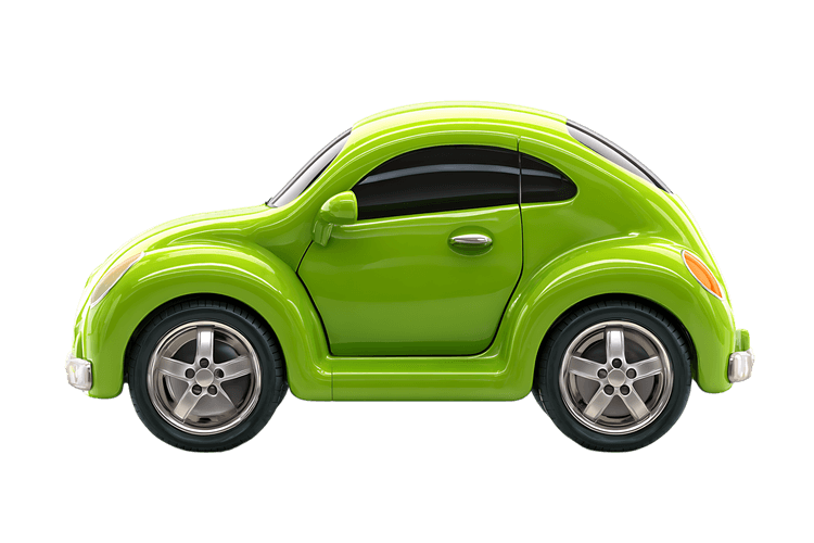 Cartoon green car on transparent background