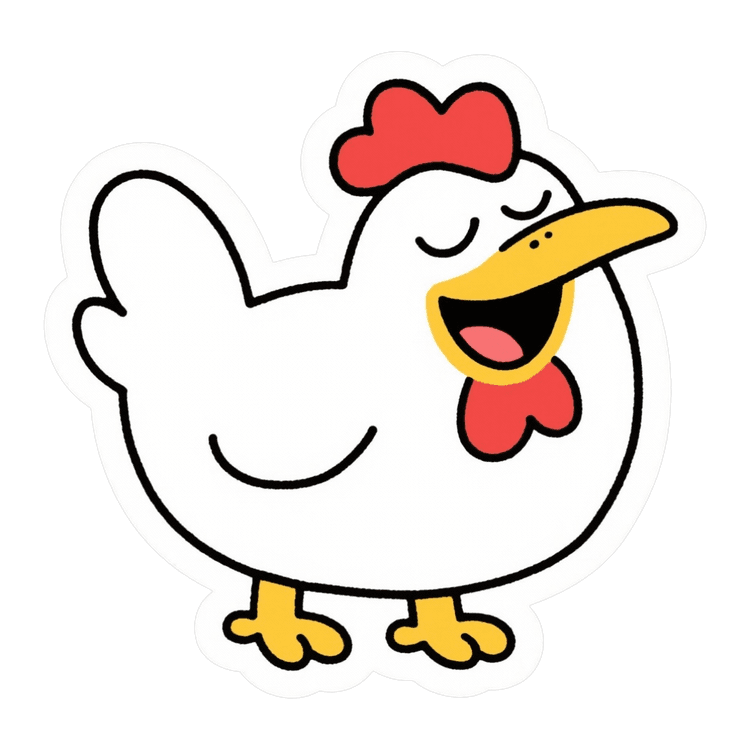 Happy cartoon chicken character illustration