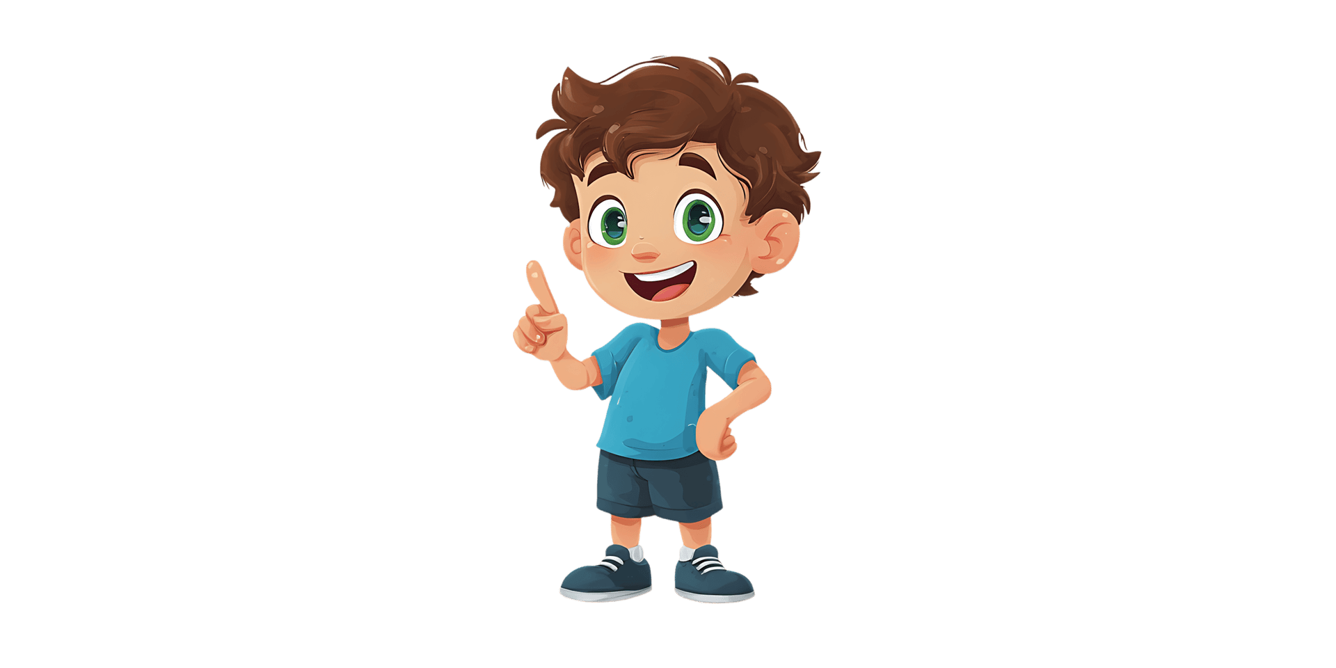 Cartoon boy pointing up with a smile