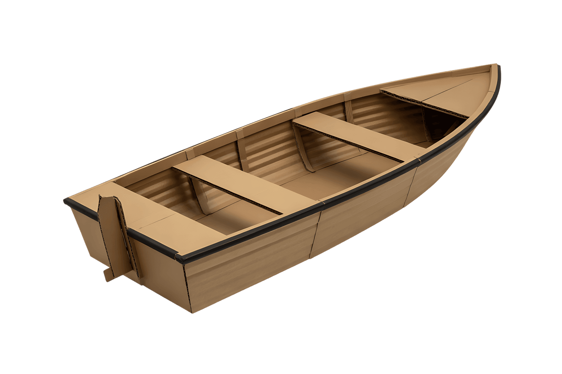 Cardboard boat with seats for crafts and recycling projects